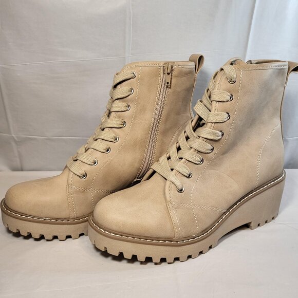 Dolce Vita Shoes - Dolce Vita Romin Woman Faux Lace up w/zipper Combat Boot Size 8 Cream